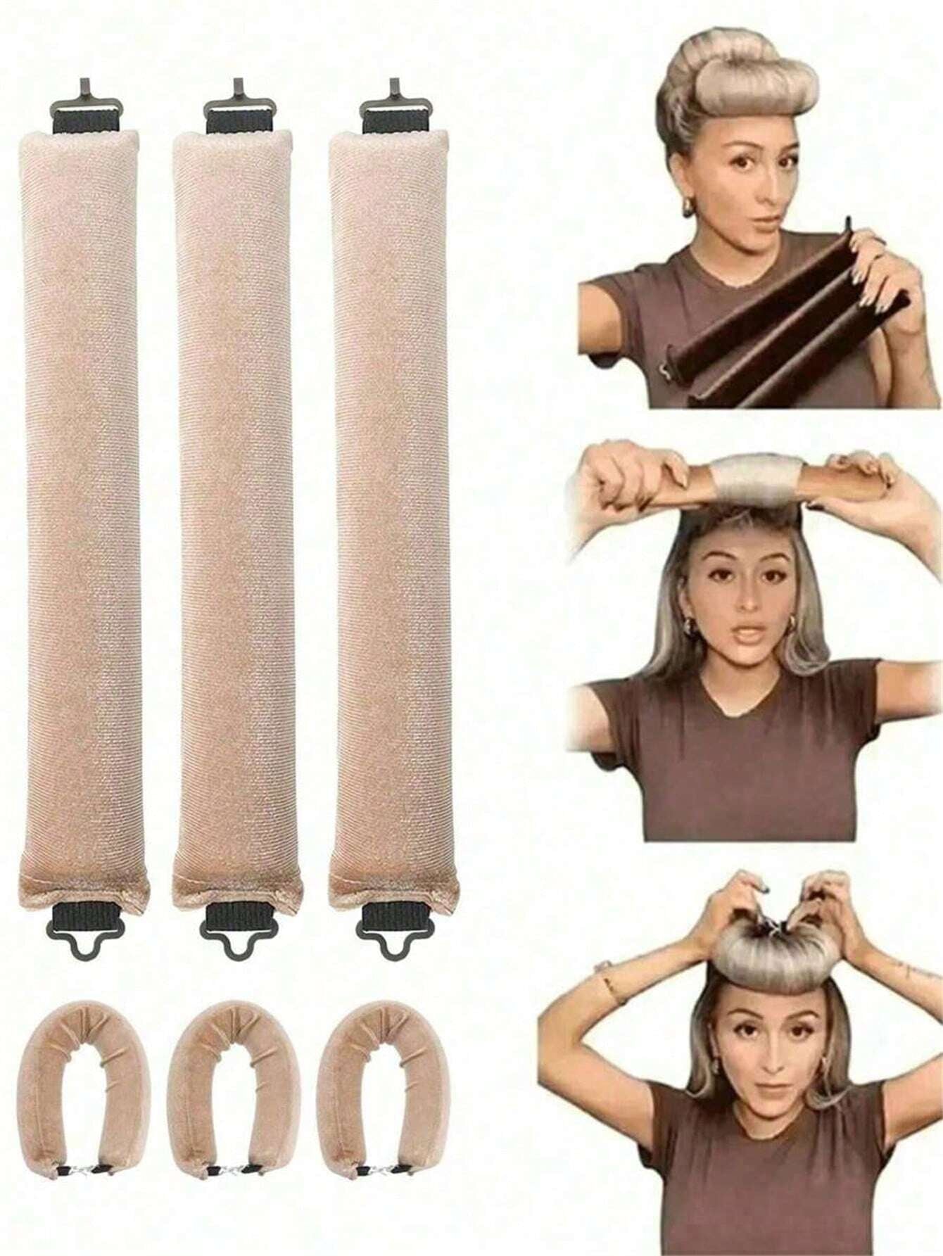 1Pc/3Pcs/4Pcs Heatless Hair Curlers, Achieve Curly Hairstyle without Damaging Hair, Suitable for Shaping Natural Curls or Adding Volume to Fine or Straight Hair, Great Gift for Family and Friends, Hair Rollers, Heatless Curls, Hair Curler, Hair Products and Accessories for Barber Salon Beauty Travel Essentials